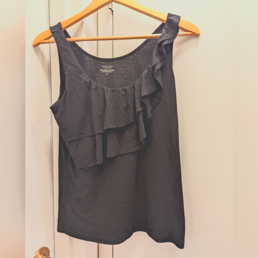 Black Ruffle Tank Top